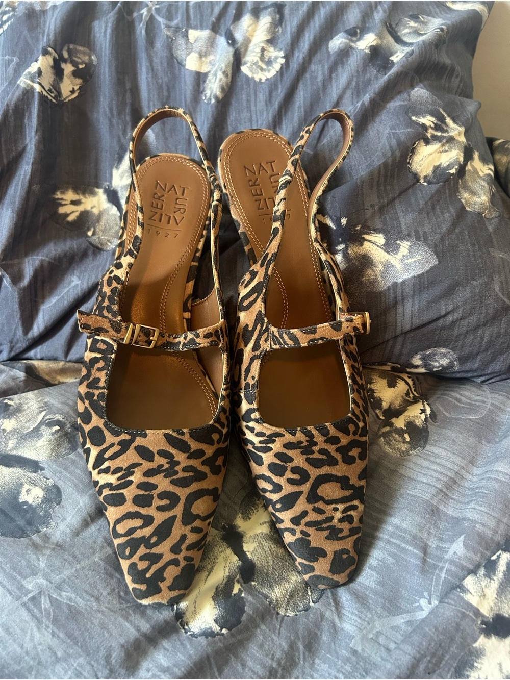 Naturalizer Leopard Print Slingback Mary Jane Mules - Brown/Black